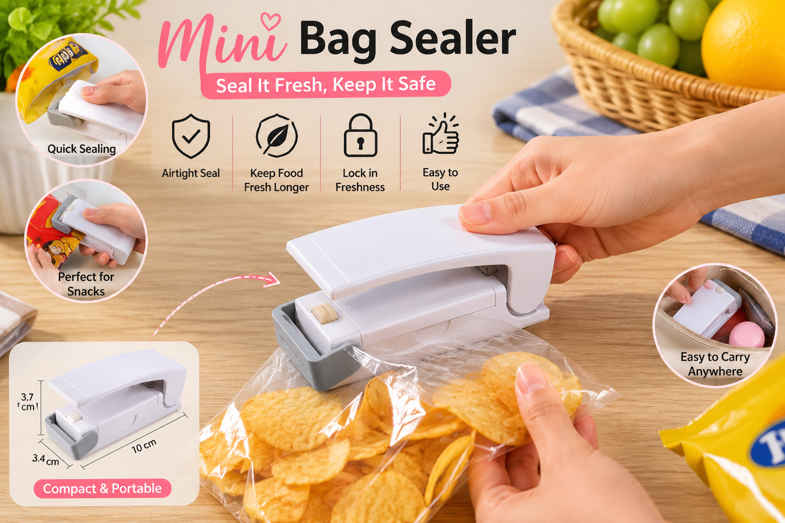 Portable Mini Heat Sealer Machine For Plastic Bags